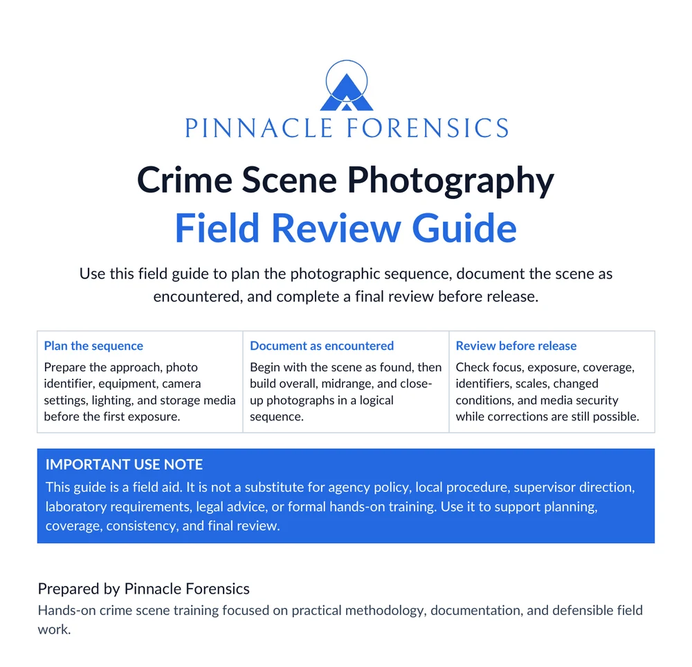 Cover of the Crime Scene Photography Field Review Guide